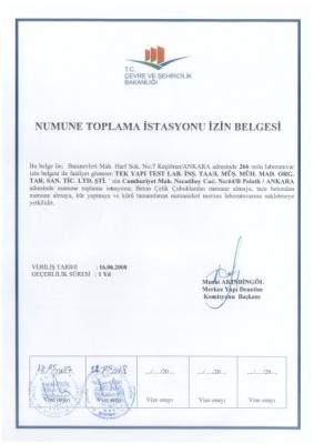 Numune Toplama zin Belgesi 2